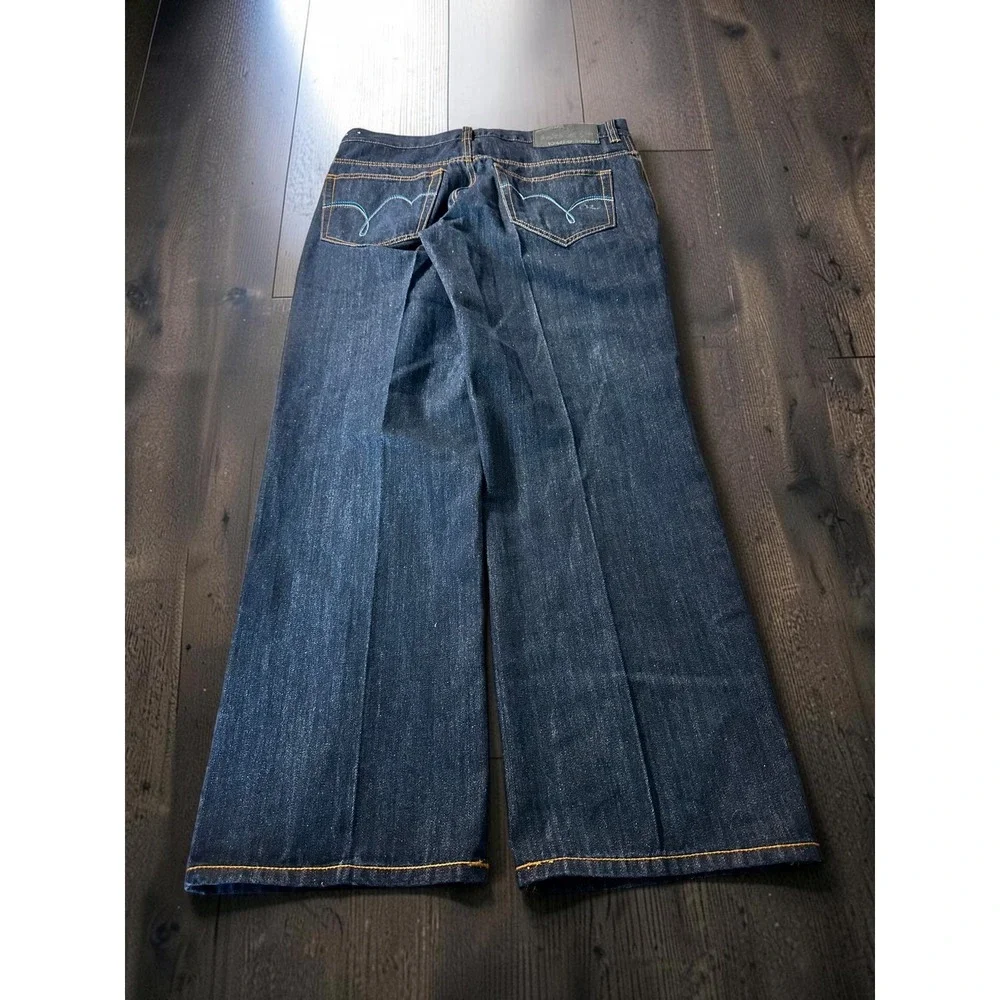 Rocawear Original Fit Jeans Mens 36x32 Blue Baggy WideLeg Embroidered Y2K HipHop